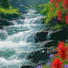 Various oil paintings, flowers, forests, streams, landscapes, birds, mountains, lakes, plum blossoms, cottages, chrysanthemums, roses, peonies, lotus leaves, lotus flowers, tulips