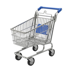 Empty shopping cart, ready for your groceries, retail promotions, or sales concepts, a modern metaphor for shopping and retail therapy