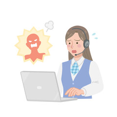 カスハラを受けるコールセンターの女性