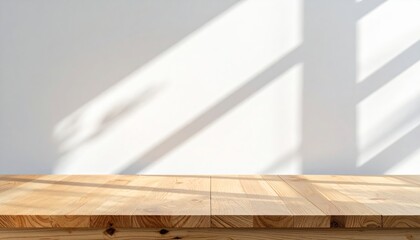 Light Wood Table with Minimal White Wall