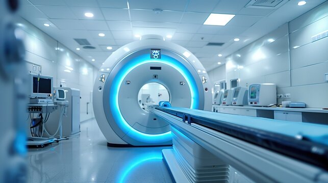 Lung Cancer Awareness Month. advanced CT scan machine in modern radiology department, medical technology for lung cancer detection