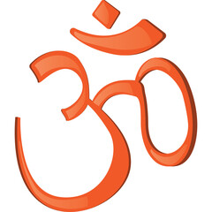 Orange Om Symbol With Transparent Background Spiritual And Religious Icon