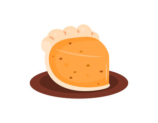 pie slice illustration. pumpkin pie. food. flat style design. white background. elements, thanksgiving, halloween, winter, auntumn.