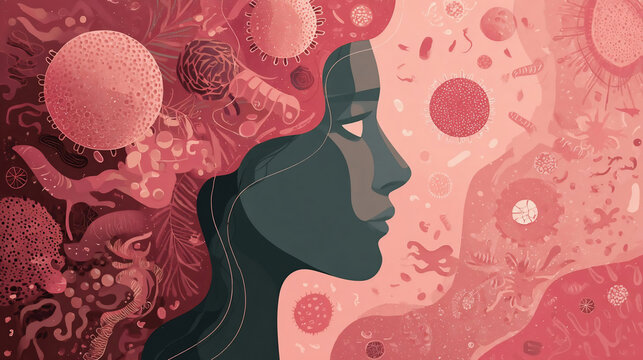 illustration of skin disease caused by bacteria or germs