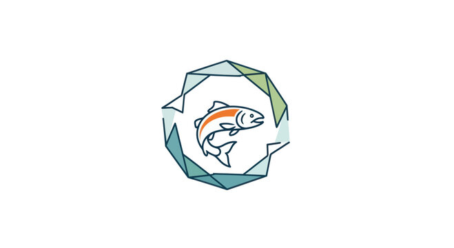 Stylized Fish Illustration in Geometric Frame.