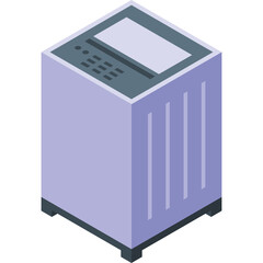 Isometric View Of A Light Purple Washing Machine With Gray Top Panel And Control Buttons On A Transparent Background