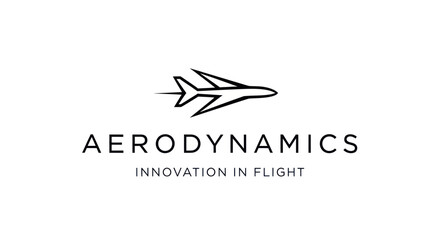 Aerodynamics Innovation in Flight Logo with Airplane Icon.