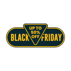 Vector label design for Black Friday sale promotion isolated on white background