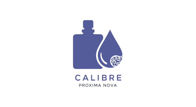 Calibre Proxima Nova Logo with Bottle and Water Drop.