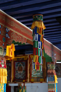 Details of a walled Buddhist temple in Mongolia