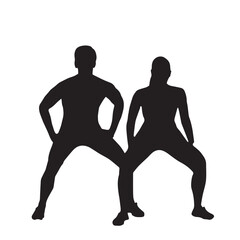 silhouettes of men and women standing and walking vector illustration