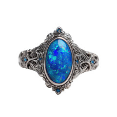 Blue opal ring with silver setting png jewelry png gemstone png opal png luxury png accessory png fashion png elegant png gift png shine png transparent background image