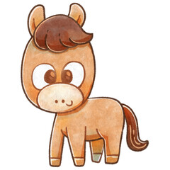 馬のデフォルメ全身ラスターイラスト