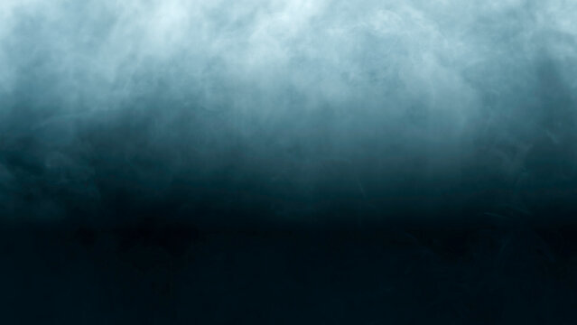 Abstract smoke and fog on a dark background with neon lights and spotlight floor, creating a mystical atmosphere. Perfect scene for product display, night view, or scary Halloween background concept