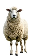 Fototapeta premium A fluffy, woolly domestic animal standing with a direct gaze