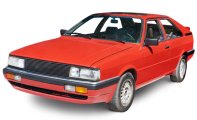 Retro red car isolated on transparent