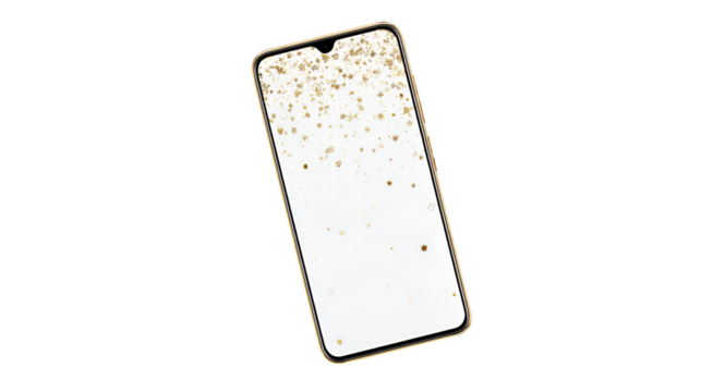Modern smartphone with abstract pattern on screen isolated on transparent background