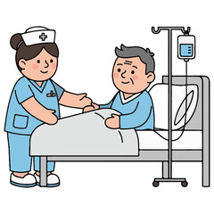 Professional Female Nurse Cartoon Character Waving Hand and Holding Clipboard - Cute Healthcare Worker Illustration for Medical and Hospital Themes, Wellness, and Nursing Careers