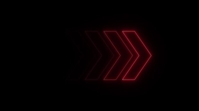 Animated neon right arrow. Right arrow isolate motion. direction arrow icon. arrow pointing right 4k video.	