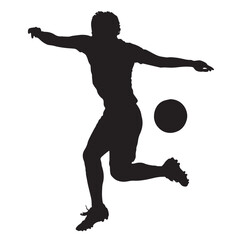 Soccer Player Silhouette Vector on White Background.