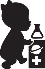 Baby girl standing – black silhouette icon