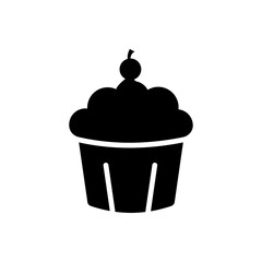 Cupcake dessert pastry sweet bakery flat black icon
