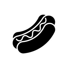 Hot dog sausage snack fast food flat black icon
