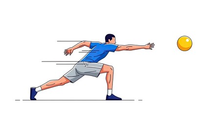 Obraz premium Athlete lunging to catch a smiling ball in a dynamic sports illustration.