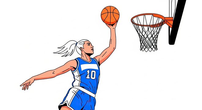 Basketball Player in Action - A Dynamic Dunking Illustration.