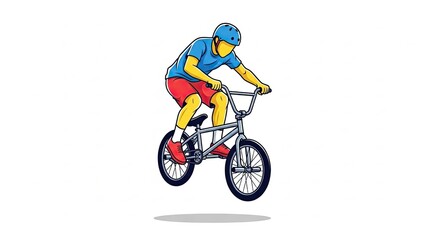 Fototapeta premium BMX Rider Performing Stunt in Mid-Air with Bicycle.