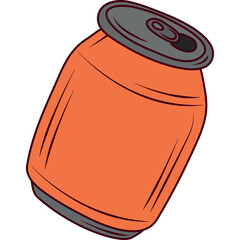 Orange Soda Can With Silver Top And Gray Rim On Transparent Background Simple Drawing