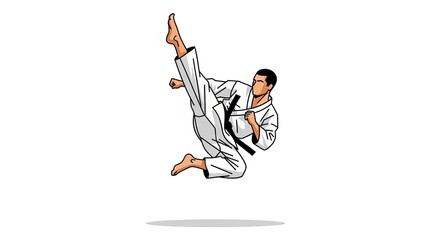 Dynamic Karate Kick Illustration - Martial Arts in Motion.
