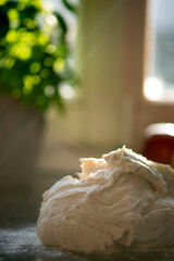 Fresh bread dough being prepared at home, healthy baking scene