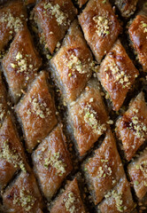 Healthy homemade baklava with nuts, gluten-free and sugar-free