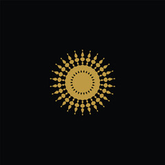 Elegant gold and black vector illustration of a decorative sun, mandala, or radial frame