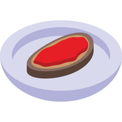 Isometric View Of Raw Meat On A Plate With Red Sauce And White Background Suitable For Food Concepts