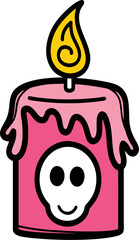 Pink Candle with Skull for Día de Muertos Celebration