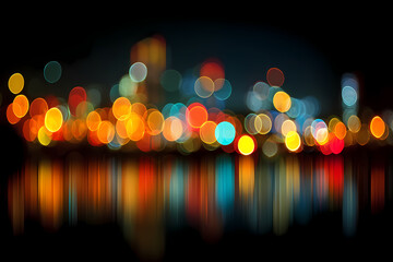 Colorful Night Bokeh Lights Abstract Background