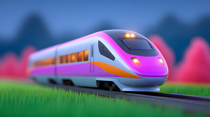 Fototapeta premium Train transport city travel Speed Transit rail return travel illustration
