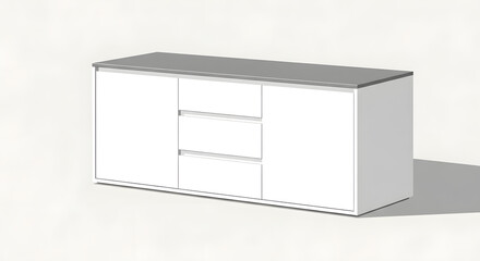 Sleek and minimalist white modern sideboard with ample storage, featuring contemporary design and practical drawers for a stylish living room interior