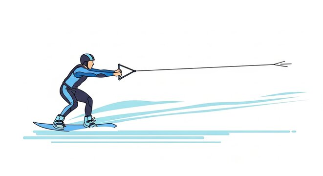 Wakeboarder in Action - A Dynamic Watersport Illustration.