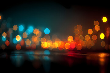 Colorful Night Bokeh Lights Abstract Background
