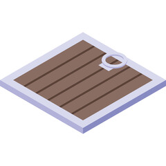 Isometric Wooden Floor Tile With Metal Ring Detail Isolated On Transparent Background