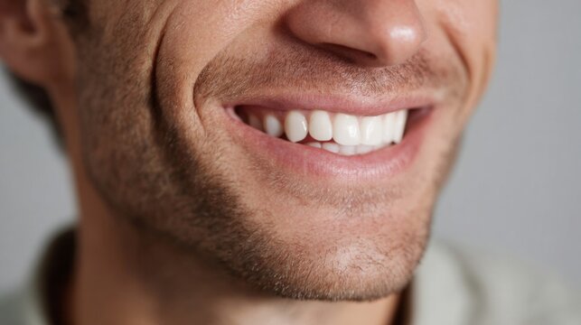 Radiant smile on a bearded Caucasian man, embodying festive Juneteenth cheer, Joyful June vibes; dental health glow