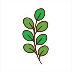 Green Leaf Branch Vector Illustration