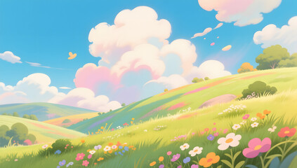 Outdoor scenery Blue sky White cloud grassland nature travel grassland season background