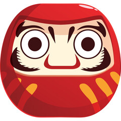 Japanese Daruma doll traditional Japanese symbol of good luck and perseverance bright red round 