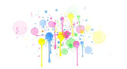 Dynamic Burst of Abstract Colorful Paint Splatters and Dripping Dots, Creating a Lively and Mixed Artistic Background Graphic Element for Creative Designs