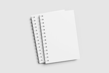 Blank Double Spiral Notebook Mockup on White Background