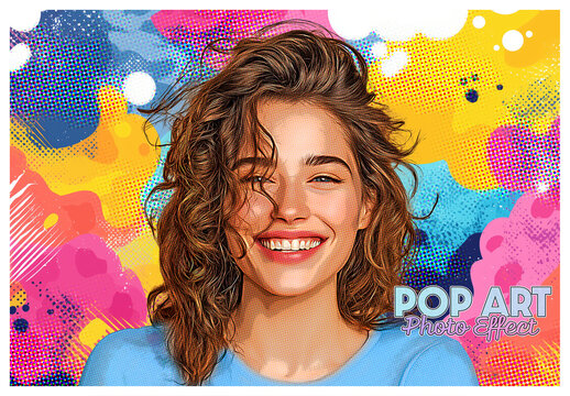 Pop Art Abstract Clouds Photo Effect Mockup